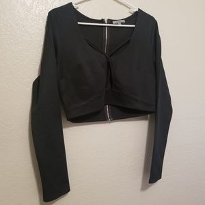 Dark Green Long Sleeve Crop Top